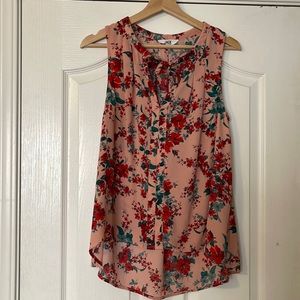 Pink blouse with red floral detail